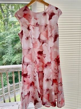 Summer office/party/wedding dress. London Times Blush and Rose Floral Midi Dress